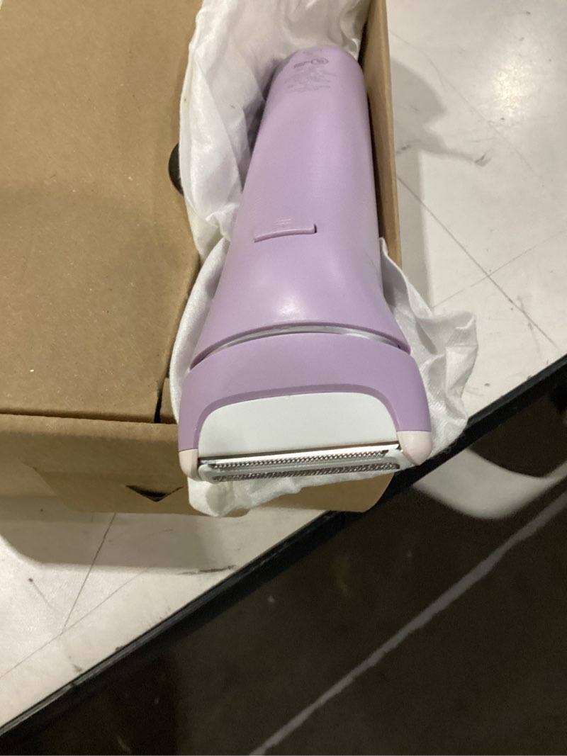 Condition photo showing As Is for philips lady shaver series 8000 - cordless, wet & dry electric shaver, 3-blade shaving system, flexible shaving head, led light, for legs, body & bikini, 100 mins. runtime, model brl149/00 series 8000 shaver + trimmer, combs, glove