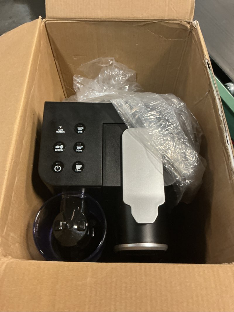 Condition photo showing As Is for Cuisinart Single-Serve Coffee Maker + Coffee Grinder with 8 oz., 10 oz., and 12 oz. Serving Size, Compatible with Single-Cup Pods, 48-Ounce Removable Reservoir, Stainless Steel, DGB-2 Black
