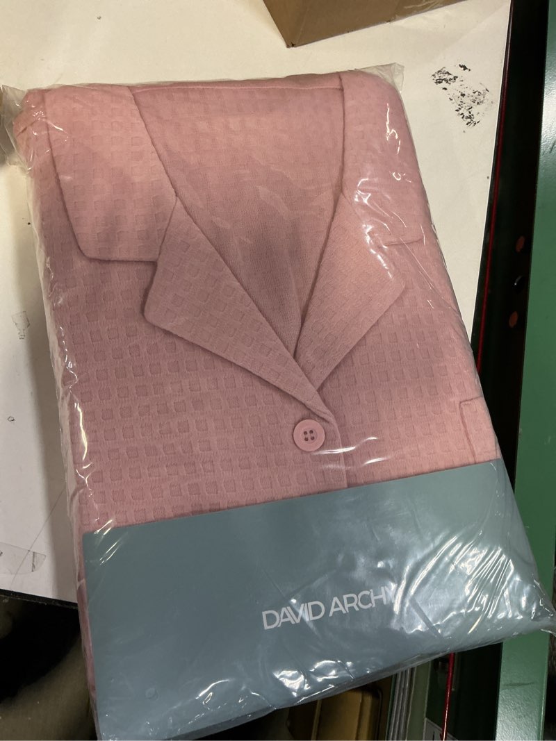 Condition photo showing New/Like New for DAVID ARCHY Womens Pajama Sets Waffle Knit Soft Long Sleeve Button Down Sleepwear Lightweight Loungewear for Spring Nights Pink X-Large