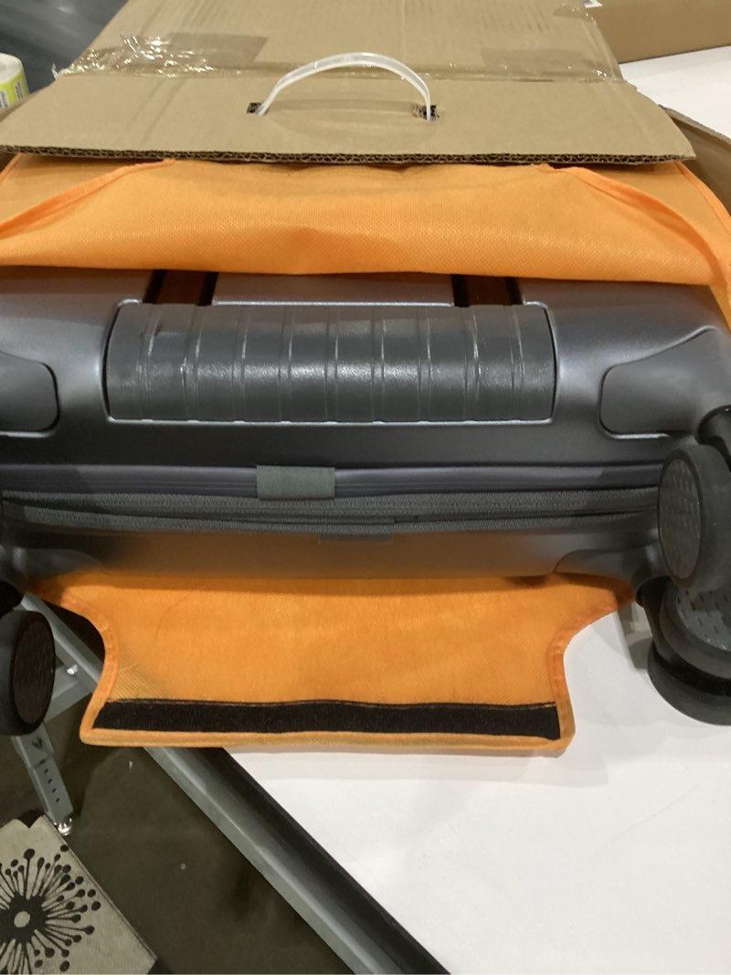 Condition photo showing As Is for foldable carry on luggage, durable hardside suitcase with mute wheels, waterproof expandable harshell rolling luggages with side pocket, tsa lock (grey, 20-inch) grey 20-inch