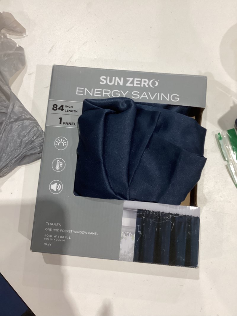 40"x84" sun zero blackout kenneth energy saving grommet curtain panel navy blue: modern thermal insulated, noise reduction