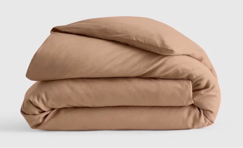 quince 100% linen king/cal king duvet latte