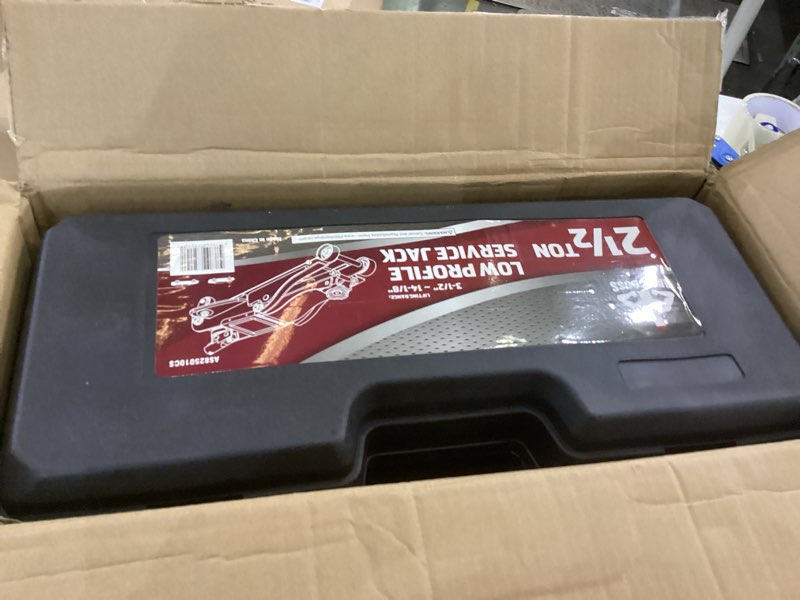 Condition photo showing As Is for Floor Jack 2.5 Ton (5500 LBs) Hydraulic Low Profile Trolley Car Jack with Portable Storage Case, Lifting Range 3.5" to 14", Fit Use for Automotive Sedans, Red 2.5 Ton with Case Red