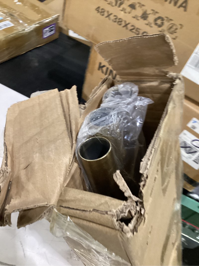 Condition photo showing As Is for 1 1/4 diam large room darkening rods, 110-160inch(9-13.33ft) length telescoping wrap around curtain rods for bedroom living room kitchen, warm gold warm gold 110-160"