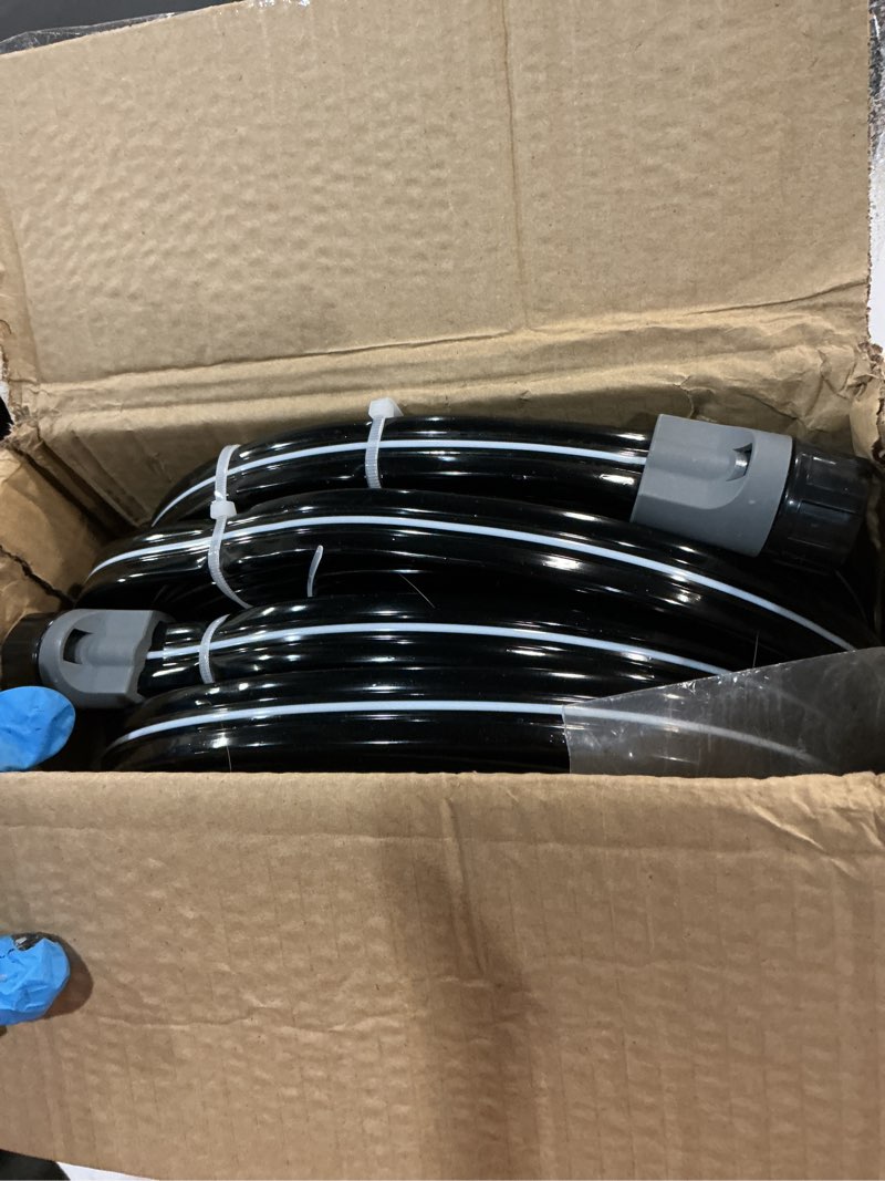 Condition photo showing New/Like New for sprinkler hose with holes, flat soaker hose 100 ft (25 ft 4pack) with garden staples and splitters, watering drip irrigation hoses for lawn, vegetable and garden beds (100 ft) 100 ft (25ftx4pack) black