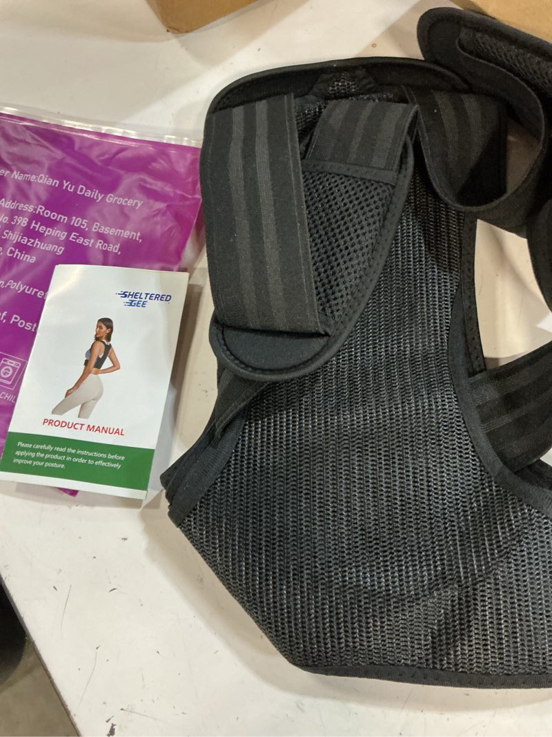 Condition photo showing Good Condition for sheltered gee posture corrector tor women and men, adjustable upper back brace for pain relieve, scoliosis... unp, thoracic. confy back support providing pain relief for back, neck , nulder andpuature cirectin (arue)