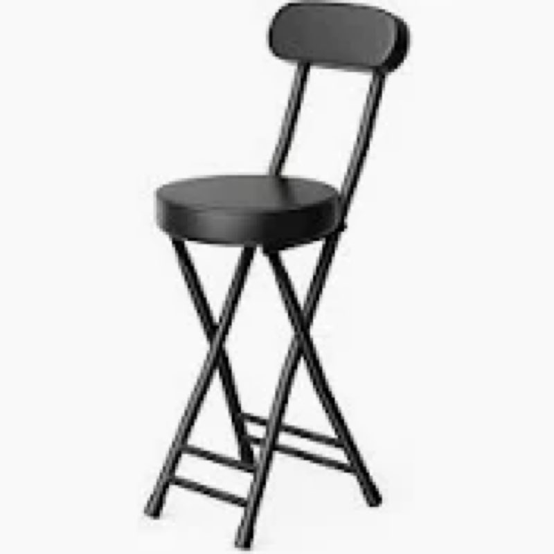 Folding Stool,Cushioned Padded Folding Bar Stool,24inch black Height Heavy Duty Portable Chair Stool with 300lbs Capacity for Kitchen Living Room Garden Camping Fishing