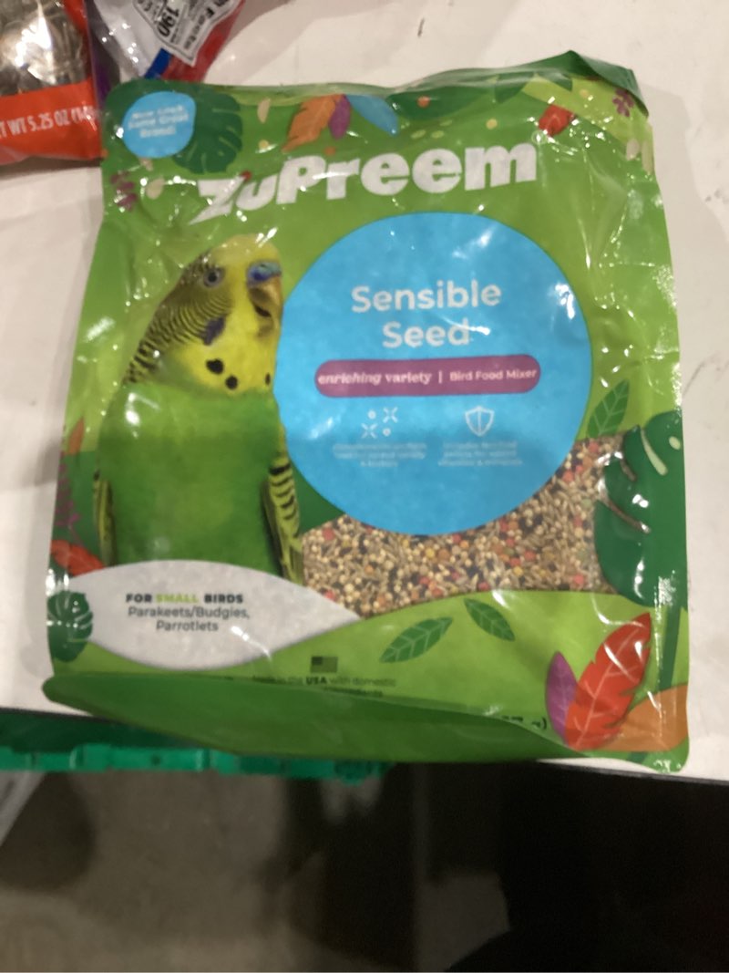 Condition photo showing New/Like New for ZuPreem Sensible Seed Bird Food, Parakeet, Budgie, Parrotlet, Dove, Seed and Pellet Blend for Small Birds, Food Mixer Topper, Enriching Variety, Made in USA, Parakeet Seeds (S, 2 lbs) Sensible Seed & Pellet Blend 2 Pound (Pack of 1)