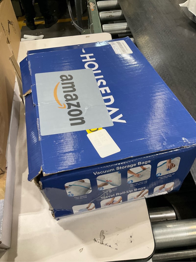 Condition photo showing As Is for HOUSE DAY 18 Pack Vacuum Storage Bags with Electric Pump, Valve, Space Saver Vacuum Seal Bags for Clothing, Comforters, and Travel Essentials 3 Jumbo,3 Large,3 Medium,3 Small/3 Small,3 XS Roll Up Bag 18 Combo-E PUMP