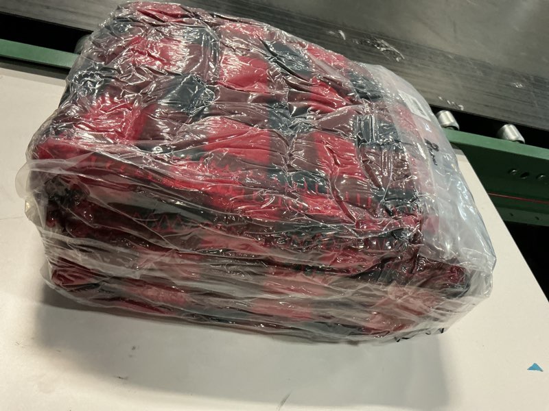 Condition photo showing New/Like New for Preboun 12 Pack Christmas Buffalo Plaid Throw Blanket 50 x 60 Inch for Sofa Bed Couch Office Fleece Lightweight Fall Winter Blanket for Wedding Travel or Homeless Gifts (Checker Red) Checker Red 12