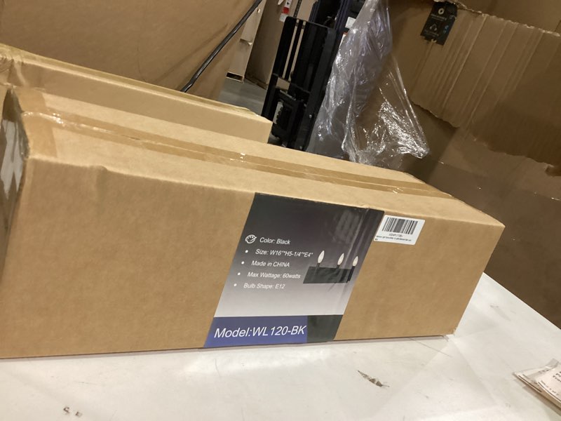 Condition photo showing New/Like New for Kalium Bathroom Light Vanity Fixtures Over Mirror, 3-Lights Modern Matte Black Wall Sconces, Minimalist Wall Lights for Livingroom Bedroom Entryway Hallway Staircase, E12 Base(Bulbs Not Included)