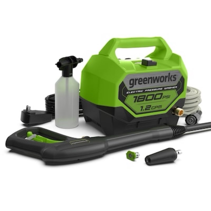 greenworks 1800-psi 1.2-gpm cold water electric pressure washer with 2 spray tips