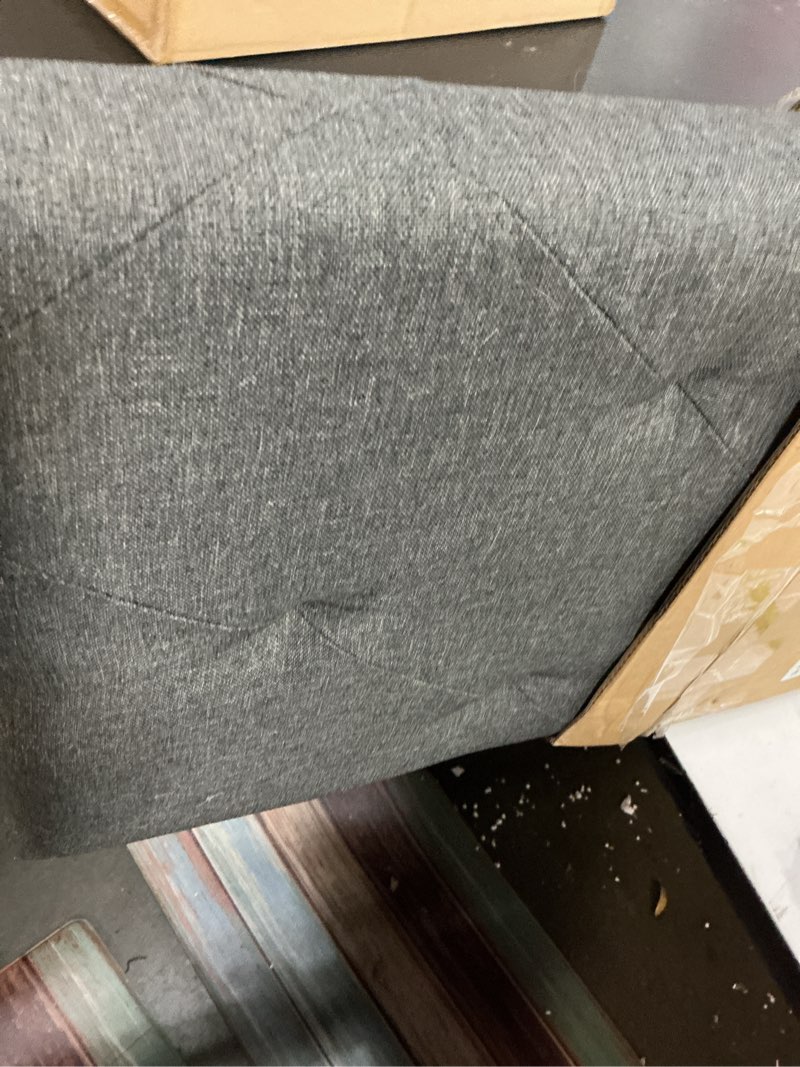 Condition photo showing Good Condition for dumos 43in storage ottoman bench, storage chest, end of bed foot rest stool with padded seat, bedroom bench for living room, entryway, support 660lbs, grey grey 15"d x 43"w x 15"h linen