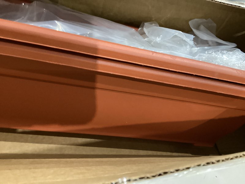 Condition photo showing As Is for only 2 ))))))briwooody 4 pcs 31.5 inch extra large window planter outdoor with drainage holes rectangle plastic window flower planter box for patio home decor, brick red