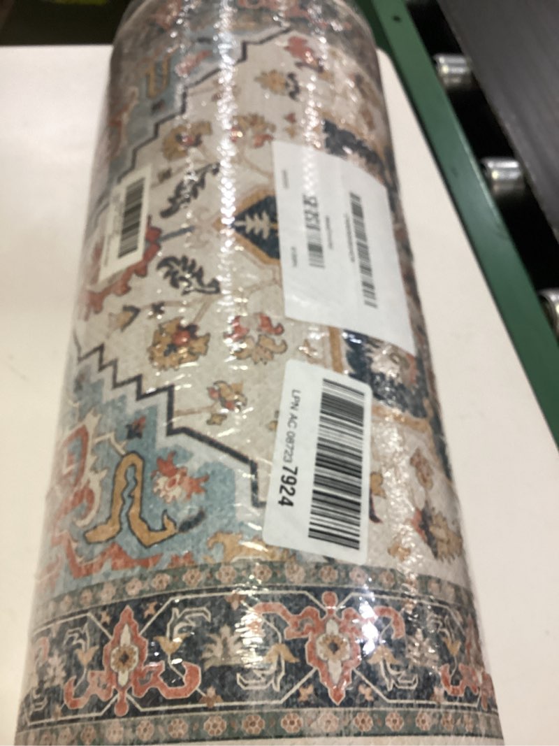 Condition photo showing Good Condition for kitchen mats for floor 2pcs cushioned anti fatigue,farmhouse vintage comfort standing kitchen rugs non slip,memory foam carpet for laundry office bathroom,blue 17.3" x 47 "+ 17.3" x 29 "--0.47 inches blue/coffee