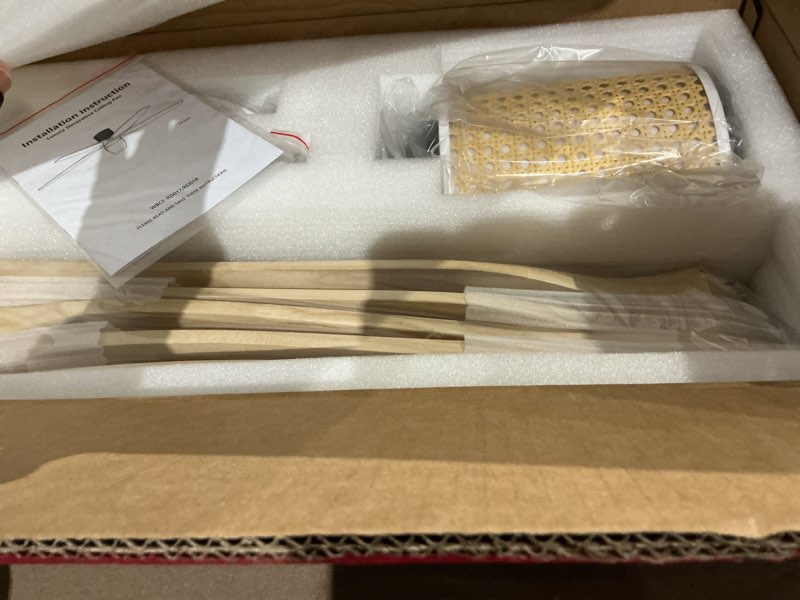 Condition photo showing Good Condition for ledlux - 52" ceiling fan with light - low profile recessed ceiling fan, 6 speed ??remote control, solid wood, quiet reversible dc motor, wood/white finish