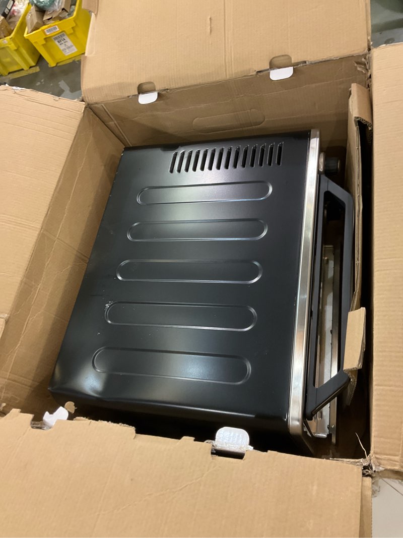 Condition photo showing As Is for Cuisinart Custom Classic Toaster Oven Broiler, 1800 Watt Countertop Toaster Oven to Bake, Broil, and Toast, Non-Stick Interior, Consistent Toast Control, Brushed Stainless Steel/Black, TOB-40N