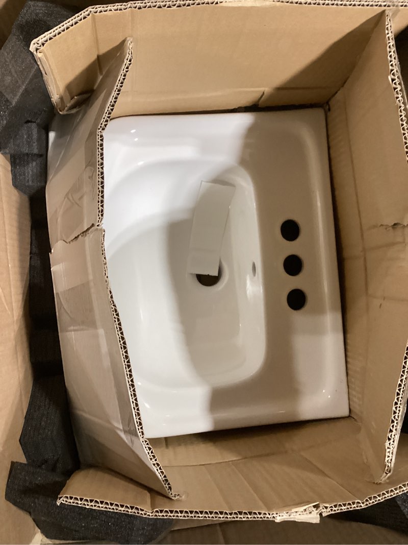 Condition photo showing Good Condition for Fine Fixtures Petite 18 Inch Bathroom Vanity with Sink, Small Freestanding Bathroom Cabinet, Space-Saving Vanity Sink Combo Design, Dual Storage, Satin White Satin White 18 Inch