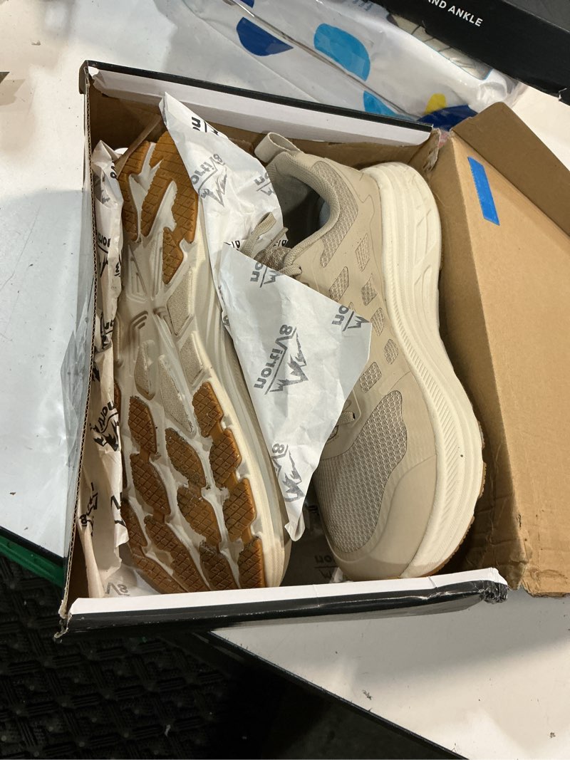 Condition photo showing As Is for nortiv 8 men's walking running tennis cushioning shoes activefloat non slip athletic gym workout jogging comfortable sneakers 10.5 apricot