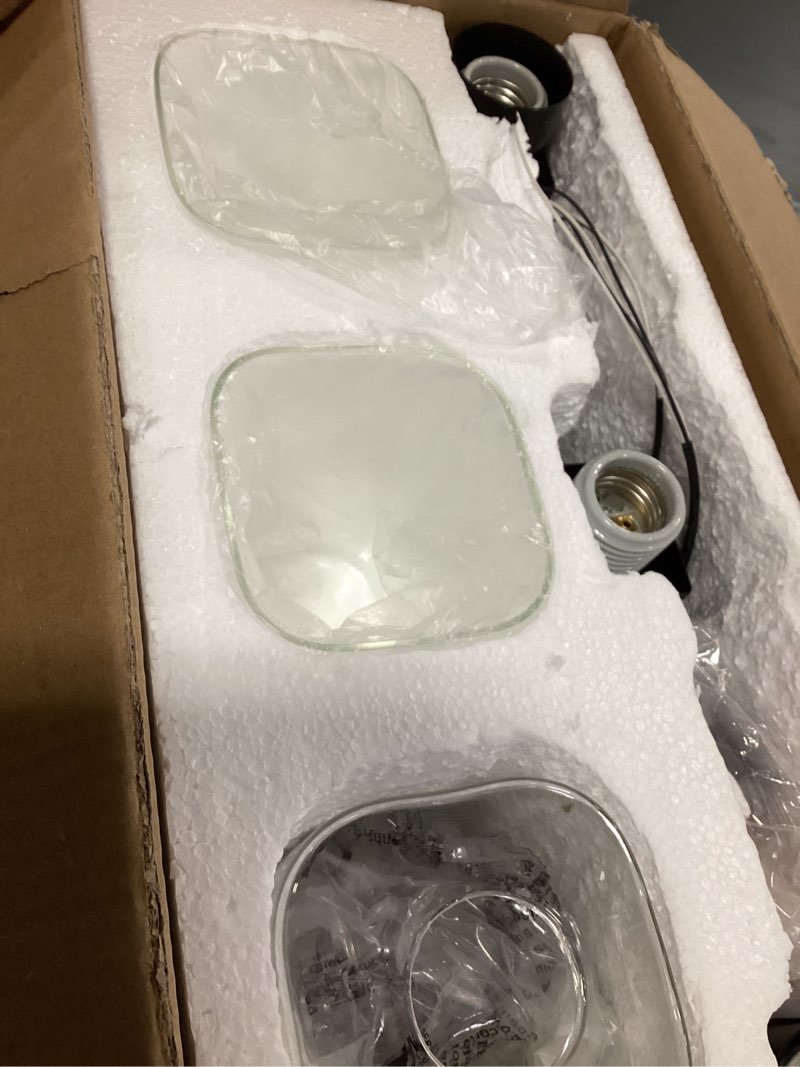Condition photo showing New/Like New for espird matte black bathroom vanity light, 3-light vanity lighting fixtures over mirror, square design & ul certification, wall sconces with clear glass shades, e26 socket (bulbs not included) 3 light black