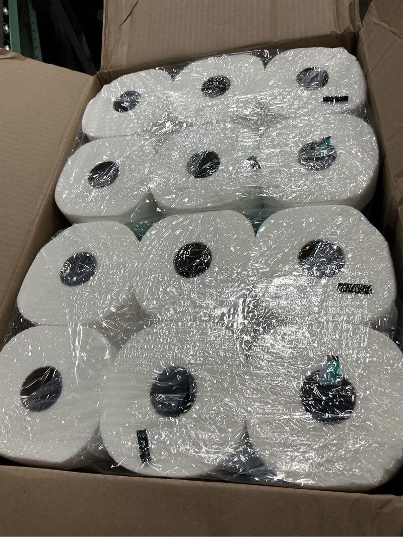 Condition photo showing New/Like New for amazon brand - presto! flex-a-size paper towels, 158 sheet huge roll, 12 rolls (2 packs of 6), equivalent to 38 regular rolls, white 6 count (pack of 2) white