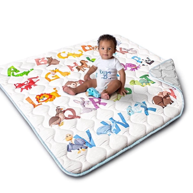 beavtaens baby play mat for floor, fits 50x50 playpen, non-slip, soft for infants, 0-4 years (animal)