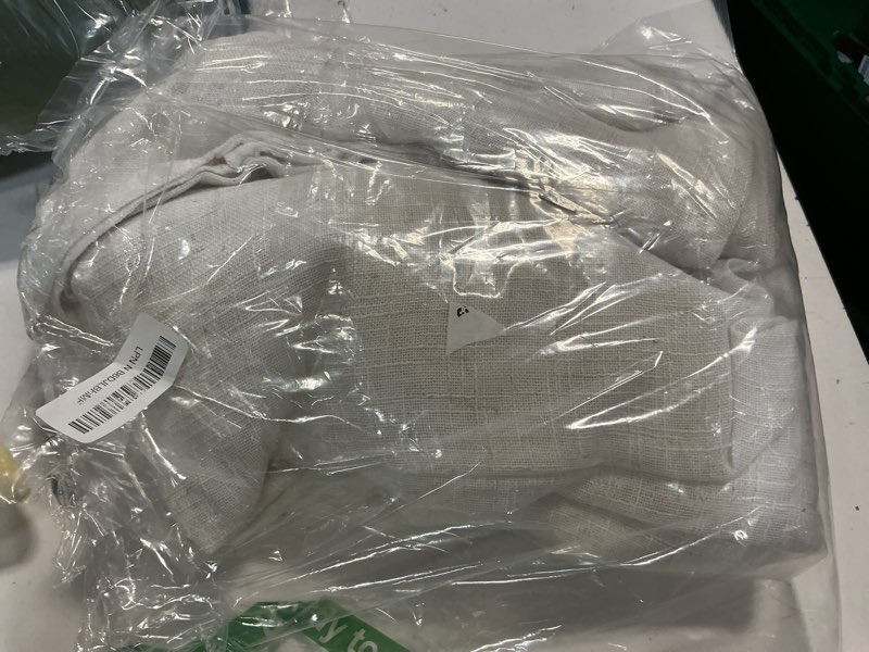 Condition photo showing Good Condition for lamit cream linen curtains 84 inch length 2 panels, light filtering semi sheer panels back tab and rod pocket neutral boho drapes for bedroom/living room, 52 x 84 inch 52"w x 84"l (pack of 2) cream