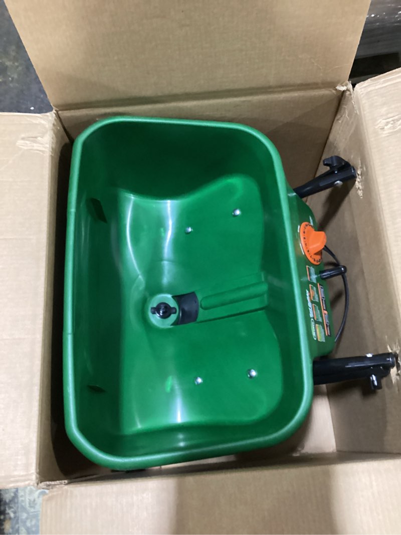 Condition photo showing Good Condition for Scotts Turf Builder EdgeGuard DLX Broadcast Spreader for Seed, Fertilizer, Salt, Ice Melt, Holds up to 15,000 sq.ft. Product Deluxe