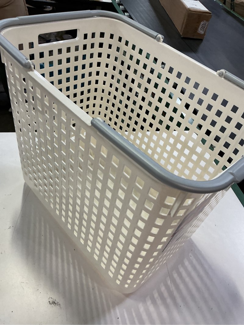 Condition photo showing Good Condition for like-it scb-4 laundry hamper with handle, basket, m, width 12.0 inches (30.5 cm), depth 18.2 inches (45.8 cm), height 10.4 inches (26.3 cm), white, made in japan 05)m??? 01) white hard type