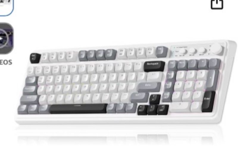 aula 99 wireless keyboard, custom computer keyboard, tri-mode bluetooth 5.0/2.4ghz/usb-c cute creamy gaming keyboards with number pad, rgb backlit media knob programmable keybaord for pc gamer - grey grey-black-white