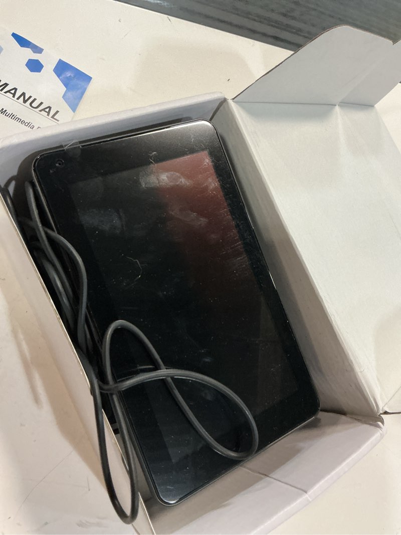 Condition photo showing As Is for portable wireless with apple carplay and android auto screen for car, 7" hd touch screen car stereo with mirror link, bluetooth 5.2, backup camera, aux,fm transmitter for all vehicle