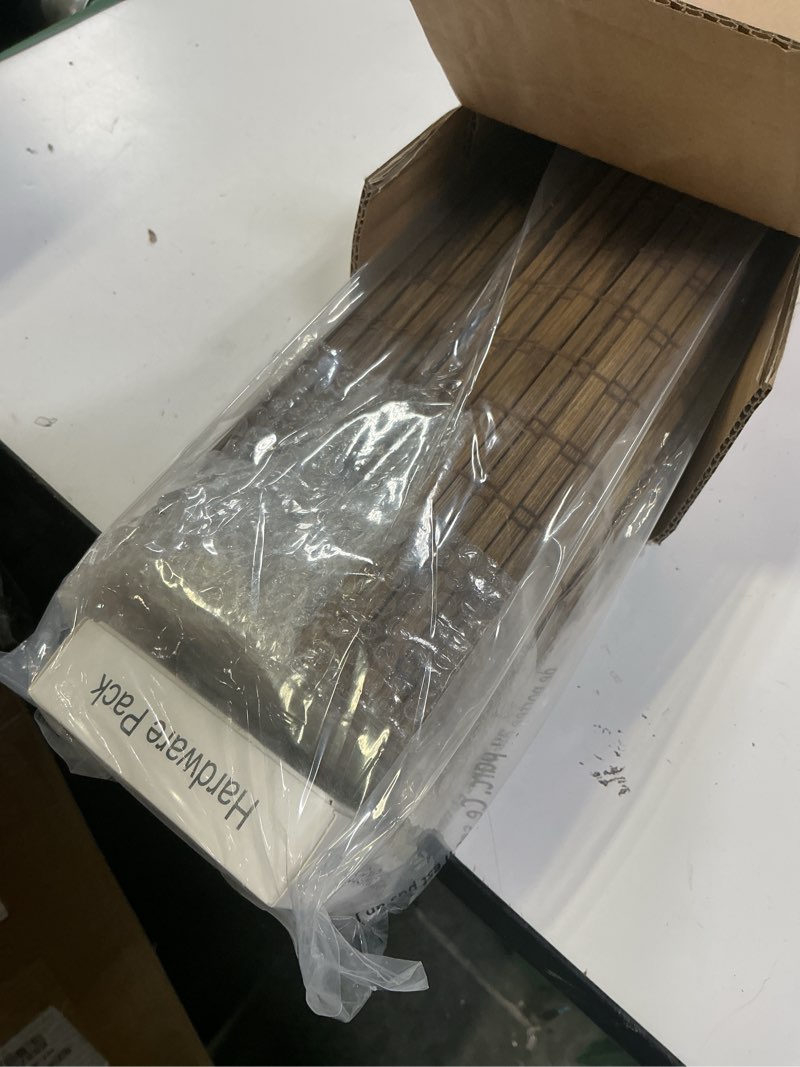 Condition photo showing Good Condition for cordless bamboo roman shades for windows, blinds size (26.5" w ×48" h) colour (highfield teak) highfield teak 26.5" w × 48" h