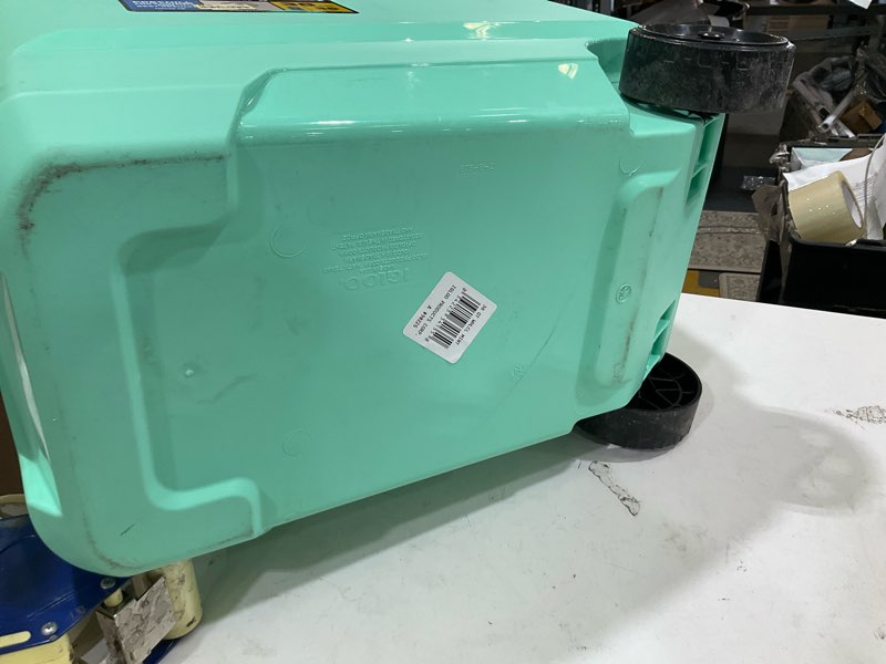 Condition photo showing As Is for igloo wheelie cool 38qt rolling cooler - mint: 53 can capacity, hard-sided design