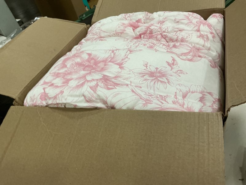 Condition photo showing Good Condition for laura ashley - twin comforter set, soft & reversible cotton bedding with a smooth feel, medium weight for year round comfort, 2 piece bed set with matching pillowcase (delphine mauve pink) twin delphine mauve pink