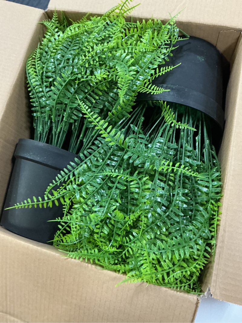 Condition photo showing Good Condition for set of 2 large potted plants artificial ferns for outdoor - already assembly faux ferns in pots uv resistant realistic fake greenery potted for outdoor home office patios porches yards decor