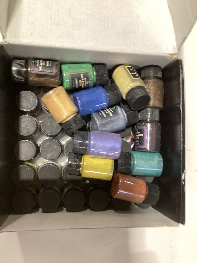 Condition photo showing As Is for Mica Powder for Epoxy Resin, 72 Colors, 0.35 oz(10g) Bottles Mica Glitter, Mica Pigment for Lip Gloss, Soap Making, Bath Bomb, Art Crafts, Resin Dye, Nails