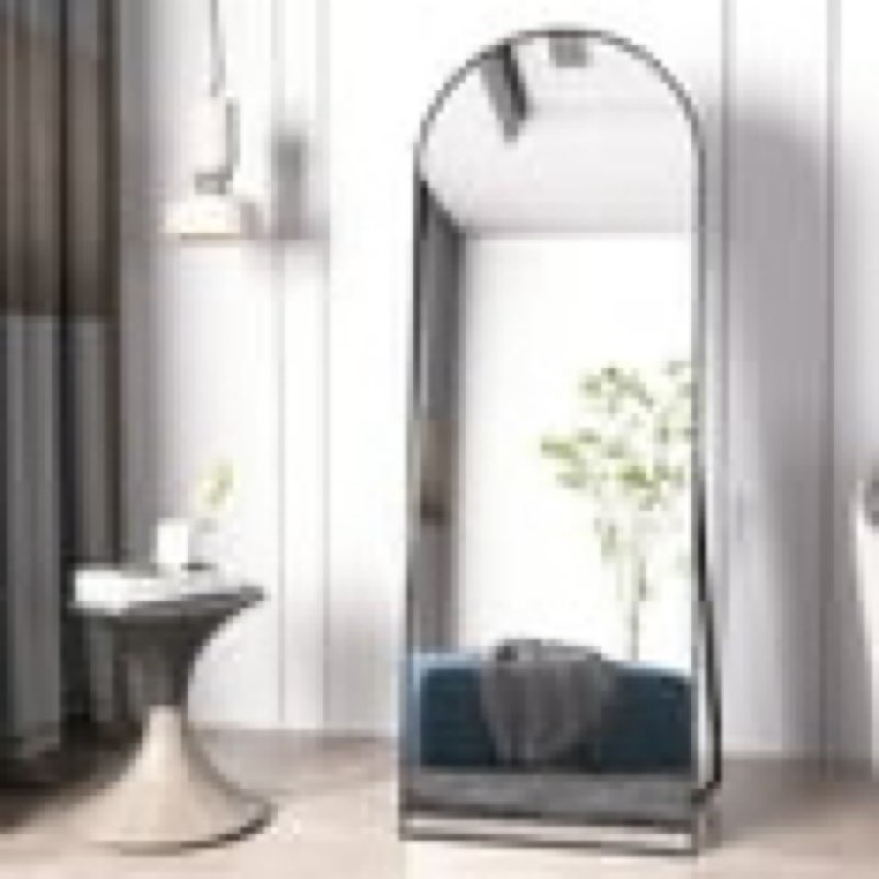 MI-GZ-2164N-BK BEAUTYPEAK Arched Full Length Floor Mirror 64\"x 21\" Full Body Standing Mirror,Black