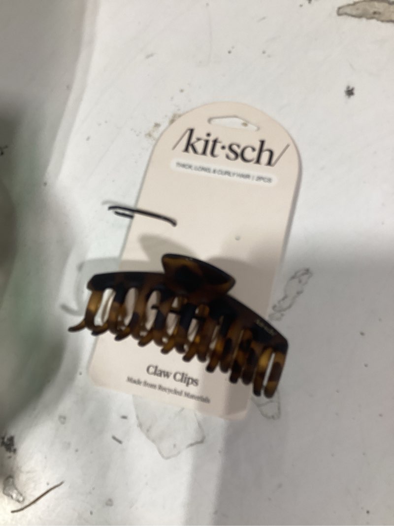 Condition photo showing As Is for kitsch large hair clips for women - durable recycled plastic claw clips for styling & updos | secure all-day hold, comfortable fit - black & tortoise | ideal gifts for women, 2pcs black (oversized matte hair clip)