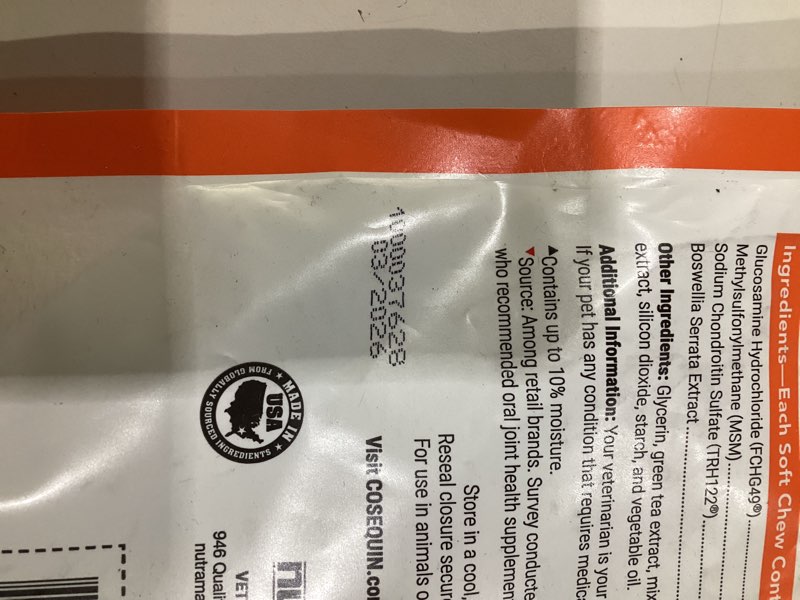 Condition photo showing New/Like New for Nutramax Laboratories Cosequin DS Plus MSM Professional Line for Dogs, 60 Soft Chews 1 Pack