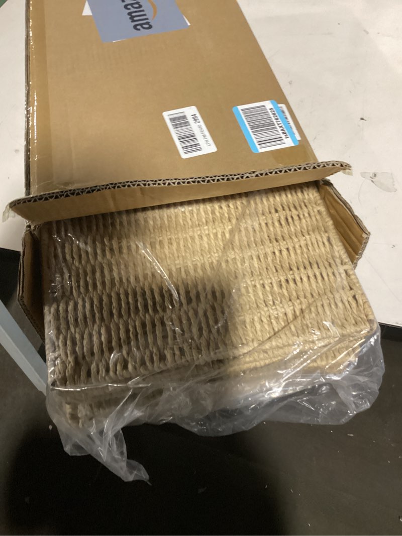 Condition photo showing As Is for Foldable Storage Baskets with Handles Paper Rope Storage Baskets Rectangle Collapsible Hand Woven Storage Cubes Bins for Organizing Shelves Living Room Bedroom Pantry (4, 11'' x 11'' x 11'') 11'' x 11'' x 11'', set of 4 Natural