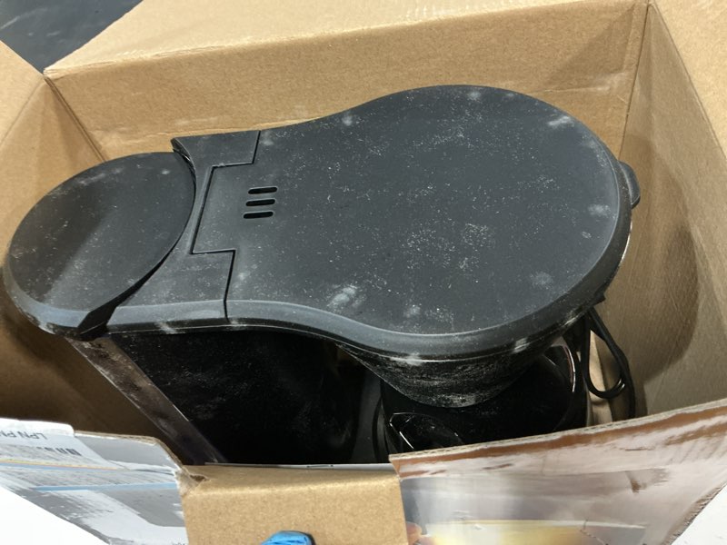 Condition photo showing As Is for cuisinart 5-cup coffee maker with stainless steel carafe, coffee machine with removable water reservoir, charcoal water filter, 30-minute keep warm, and brew pause, dcc-5570nas, stainless steel