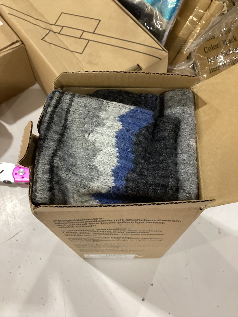 Condition photo showing Good Condition for sandsuced merino wool hiking warm socks thermal winter cozy crew socks with cushioned sole & moisture wicking 5 pairs for men medium navy blue/charcoal gray/black blue/gray/black