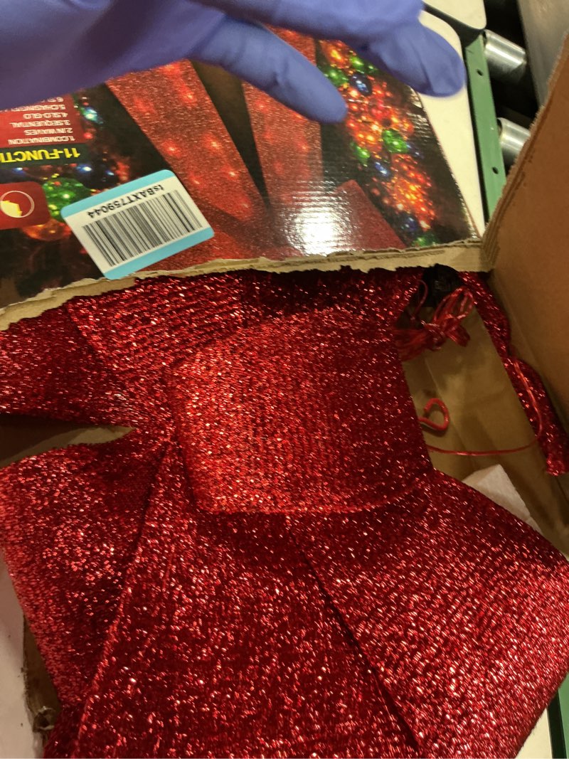 Condition photo showing Good Condition for 40" 99LED Lighted Red Sparkly Bow Christmas Decoration,Christmas Tree Decoration Wreath Bow Light,11 Function Bow Topper Light for Indoor Outdoor Christmas Decoration 40" 99 LED