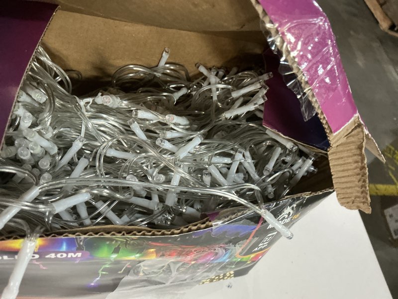 Condition photo showing As Is for ( incomplete missing plug & adapter ,remote ) Christmas String Lights Outdoor - 131Ft/40M 1680 LED 8 Modes with Remote Control and App Waterproof Christmas Lights for Patio Yard Garden Wedding Party-Multicolor Multicolor 1680LED / 131FT