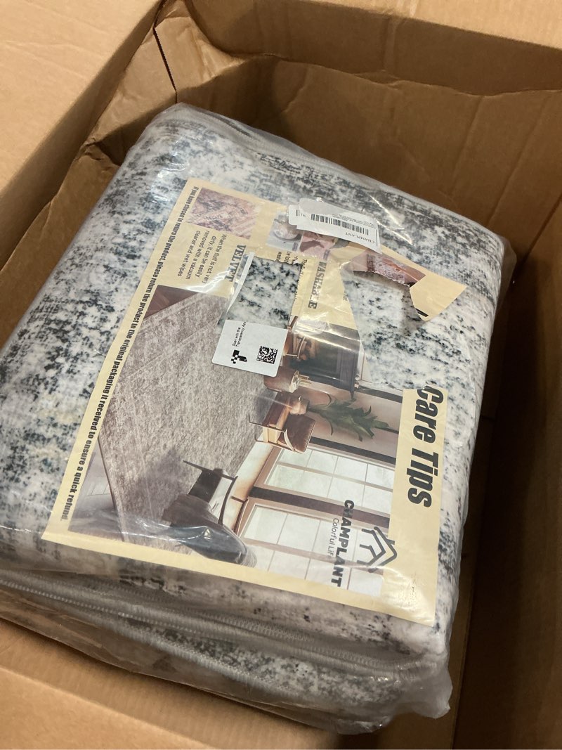 Condition photo showing Good Condition for area rug 6'x9' washable vintage traditional floor cover thin retro kitchen indoor distressed non slip carpet for living room bedroom dining room gray vintage floral 6' x 9' (rectangular)