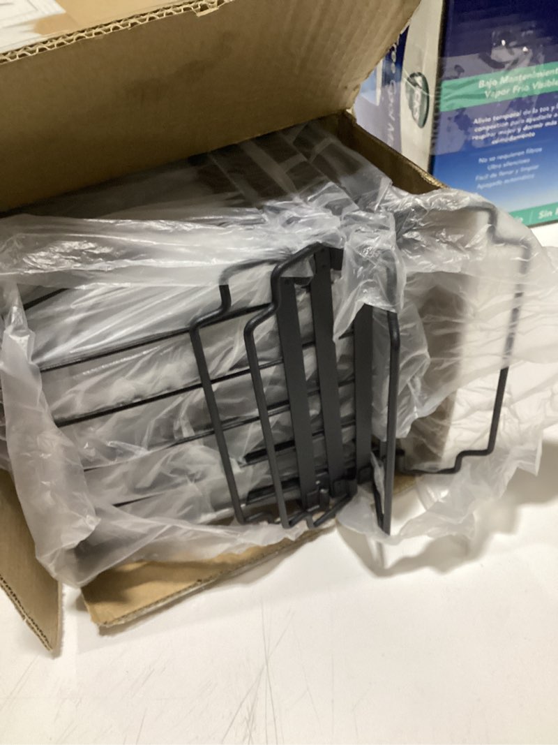 Condition photo showing Good Condition for Freezer Organizer Bins, 4 Pack Stackable Chest Freezer Organizer for 5-7 Cu.FT Deep Freezer Sort Frozen Meats and Food, Freezer Storage Baskets with Handles Easy Reach from Bottom, Black