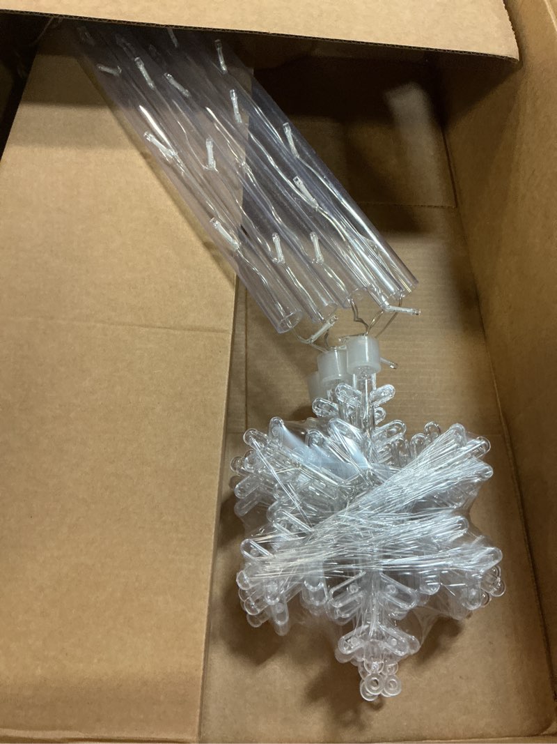 Condition photo showing As Is for Retisee 10 Pack 27'' Snowflake Christmas Pathway Lights Christmas Pathway Marker Waterproof Snowflake Lights Pathway Marker for Patio, Yard, Garden, Lawn Christmas Holiday Decoration