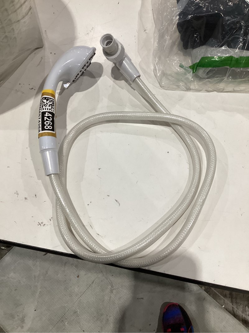 Condition photo showing As Is for 500+ bought last week project source 3 -spray white 2.5-in round handheld shower head 1.8 gpm