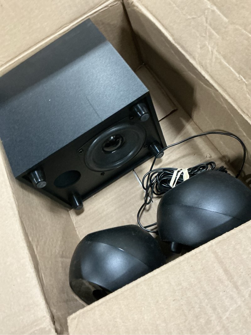 Condition photo showing As Is for creative pebble plus 2.1 usb-powered desktop speakers with powerful down-firing subwoofer and far-field drivers, up to 8w rms total power for computer pcs and laptops (black)