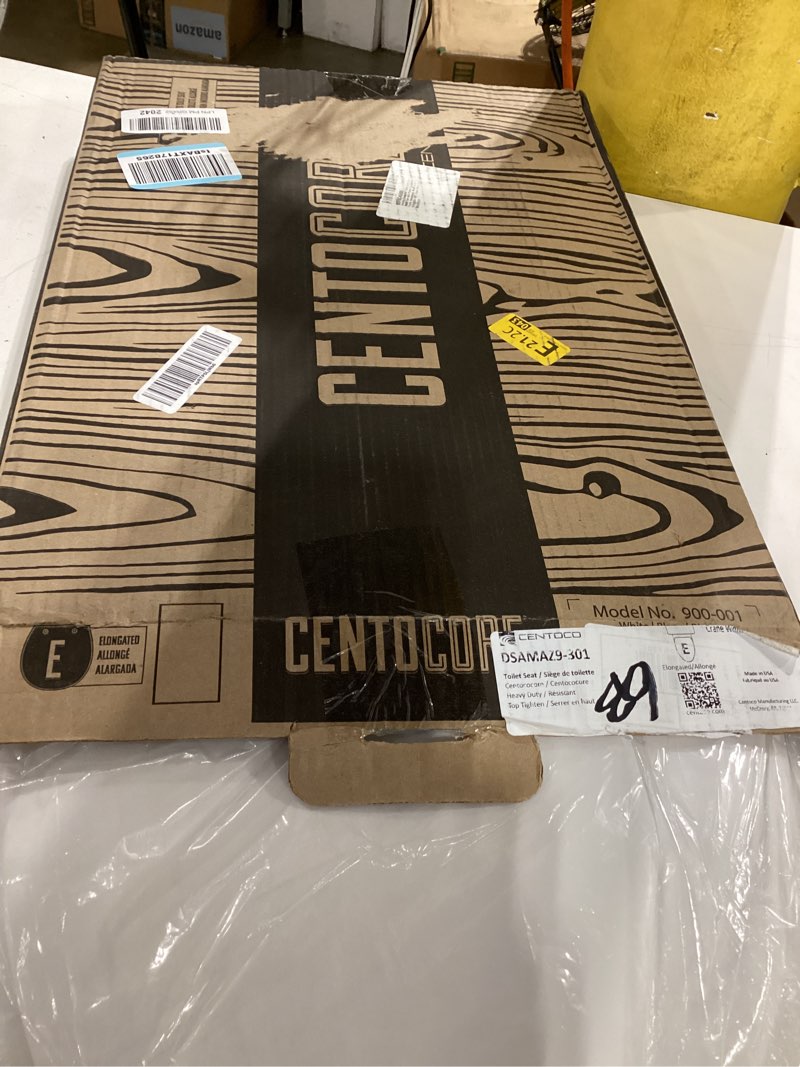 Condition photo showing New/Like New for centoco elongated toilet seat, heavy-duty wood core with plastic scratch-resistant finish, residential, made in the usa, dsamaz9-301, crane white (cotton/bright) crane white standard elongated